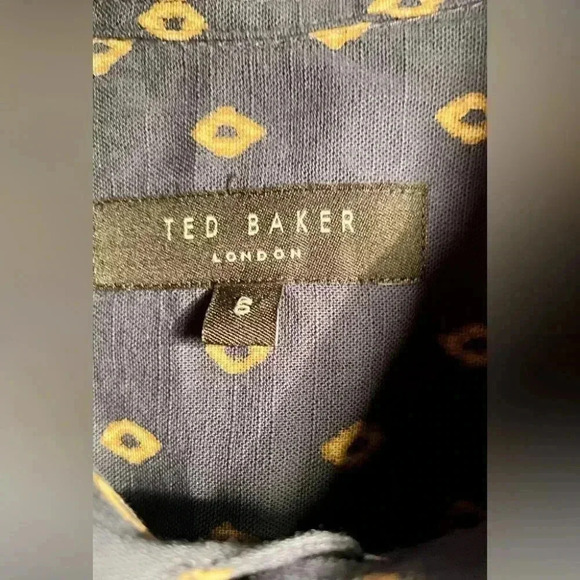 Ted Baker Men's Ginton casual button down Diamond Gio Short Sleeve Navy Shirt 6 - Picture 4 of 5